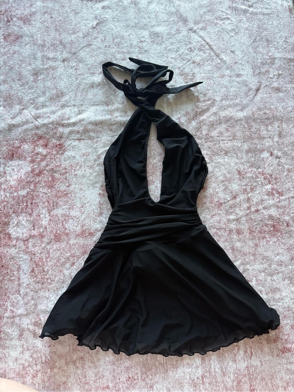 White Fox Boutique Black Halter Mini Dress- “Golden Nights”